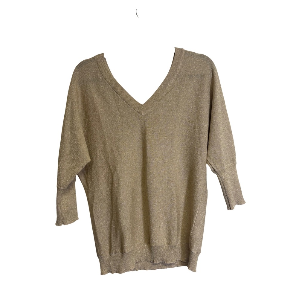 Boston Proper Gold Shimmer V-neck Women's Blouse Size Small